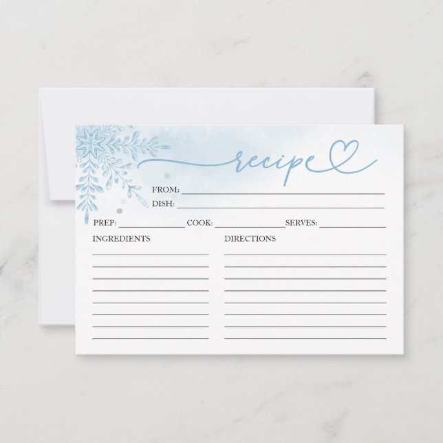 Cartes de recettes de douche de mariage flocon de  (Devant)