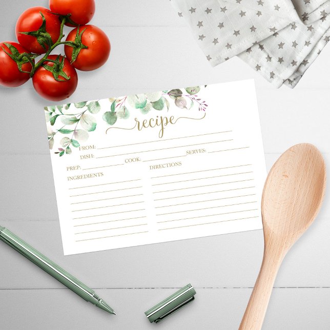 Cartes de recettes de douche de mariée à l'eucalyp (Créateur téléchargé)