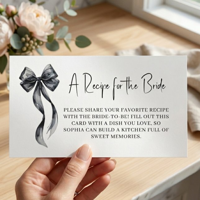 Cartes de recettes de douche de mariée à ruban noi (Créateur téléchargé)