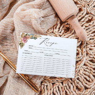 Cartes de recettes de douche de mariée bohème aux