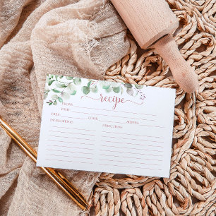 Cartes de recettes de douche de mariée Eucalyptus