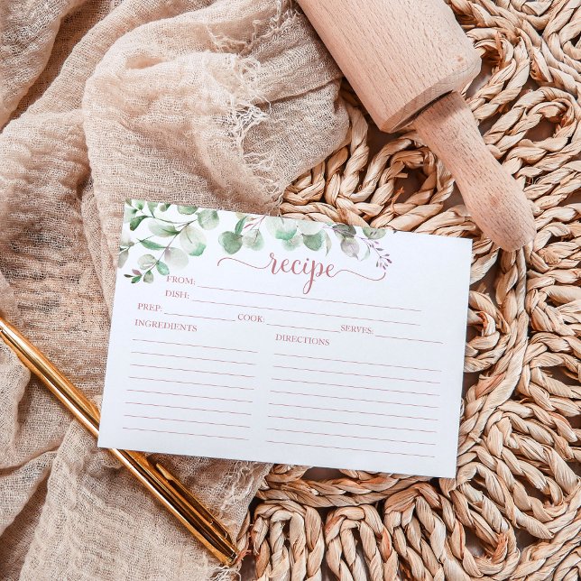 Cartes de recettes de douche de mariée Eucalyptus  (Créateur téléchargé)
