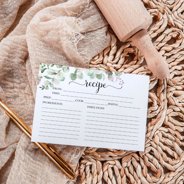 Cartes de recettes de douche de mariée Eucalyptus  (Créateur téléchargé)