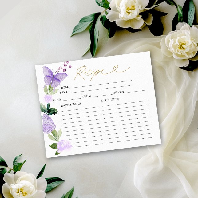 Cartes de recettes de douche de mariée papillon fl (Créateur téléchargé)