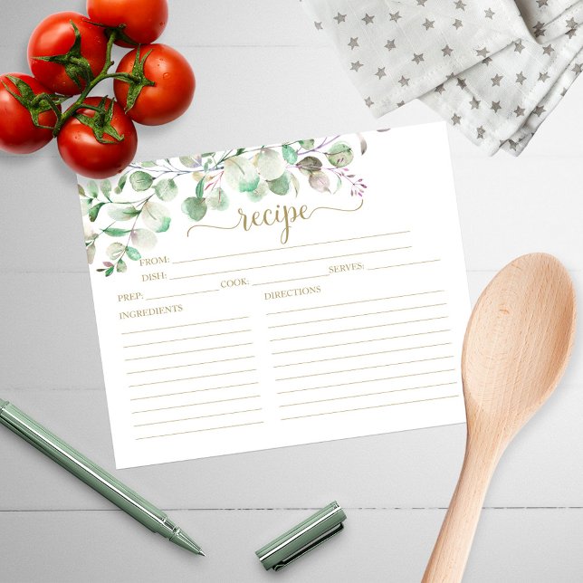 Cartes de recettes de douche nuptiale à la verdure (Créateur téléchargé)