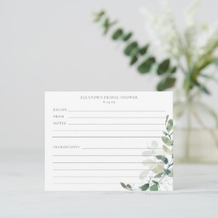 Cartes de recettes de douche nuptiale botanique d'