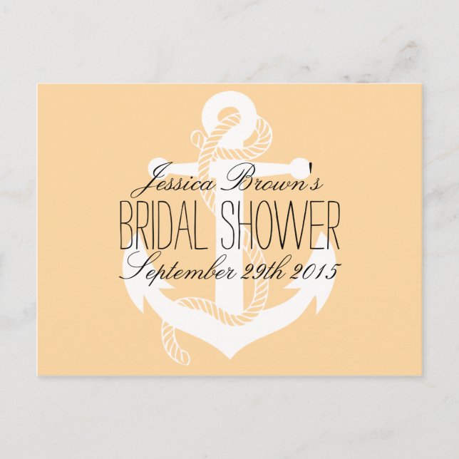 Cartes de recettes de douche nuptiale d'ancre naut (Devant)