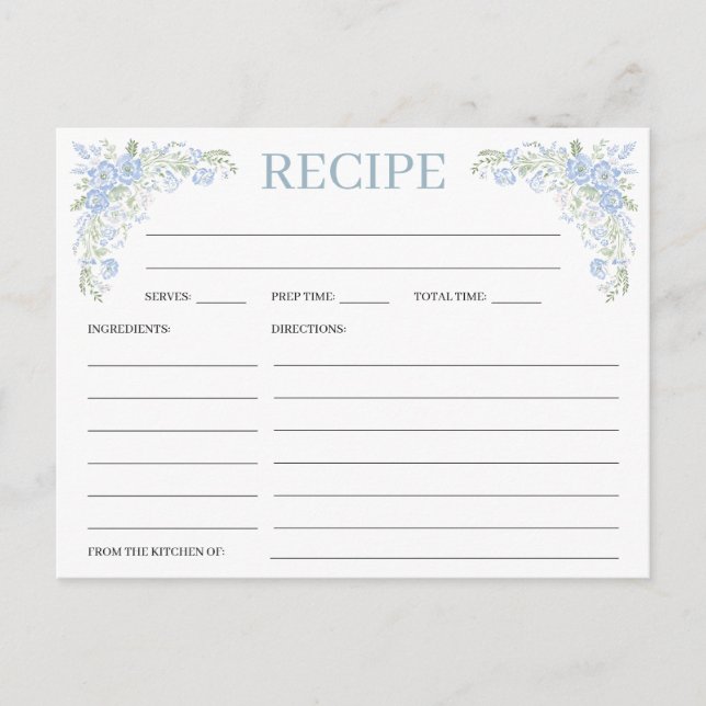 Cartes de recettes de douche nuptiale Heirloom Hyd (Devant)