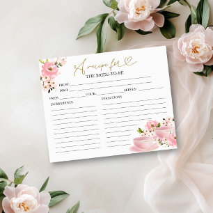 Cartes de recettes de fête de thé de mariage flora
