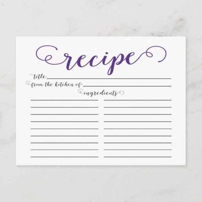 Cartes de recettes de Fête des mariées de script v (Devant)
