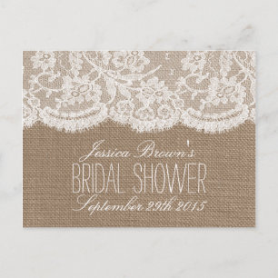 Cartes de recettes de Fêtes des mariées de burlap