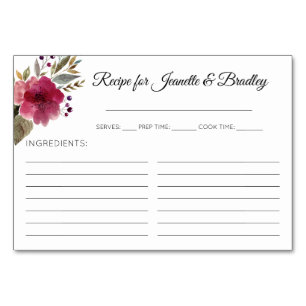 Cartes de recettes de Fêtes des mariées florales d