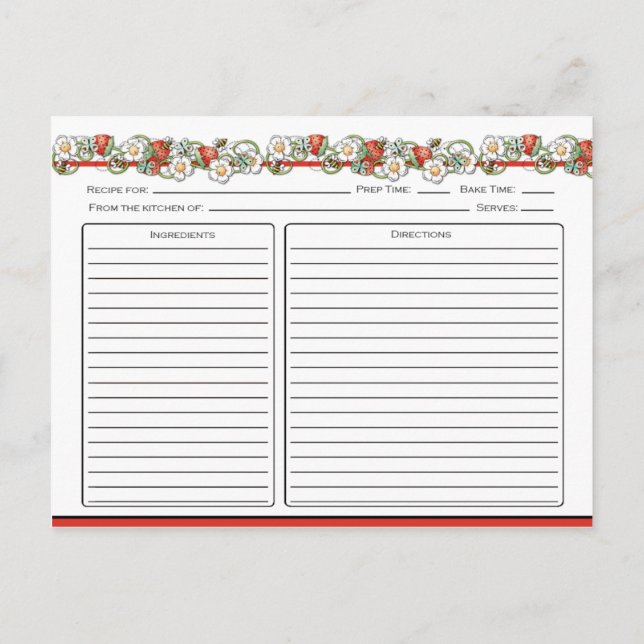 Cartes de recettes de fraises coccinelles (Dos)