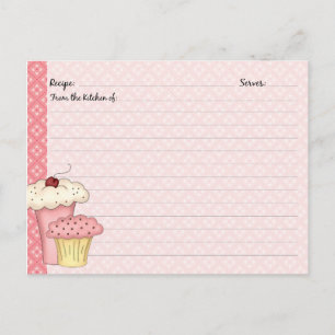 Cartes de recettes de gâteau mignonne