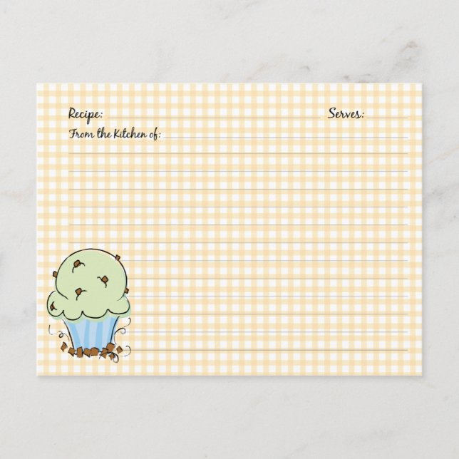 Cartes de recettes de gâteau mignonne (Devant)