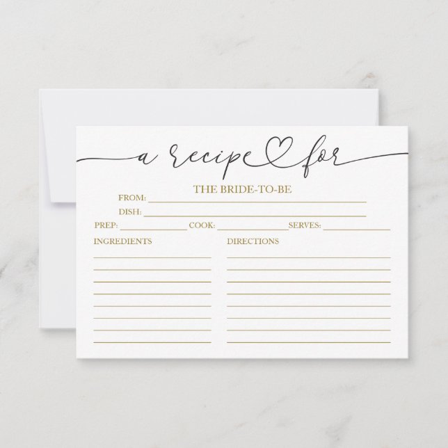 Cartes de recettes de mariage à la calligraphie ch (Devant)