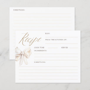 Cartes de recettes de mariage élégantes Cream Bow