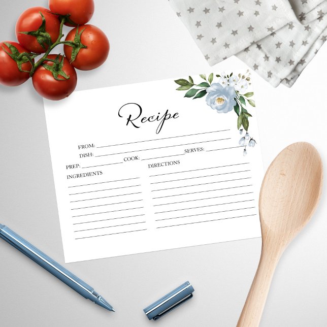 Cartes de recettes de mariage Greenery Dusty Blue (Créateur téléchargé)