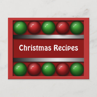 Cartes de recettes de Noël