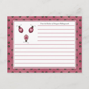 Cartes de recettes de pays de Ladybugs rose