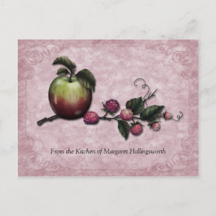 Cartes de recettes de pommes et framboises