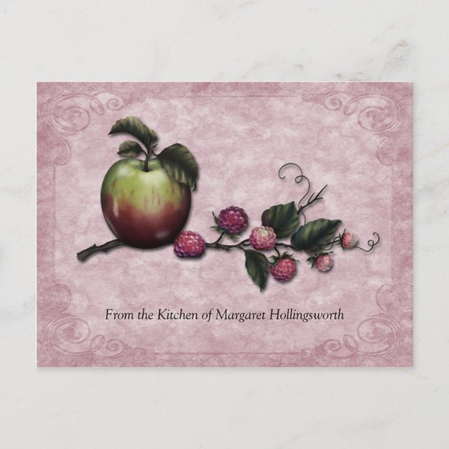 Cartes de recettes de pommes et framboises (Devant)