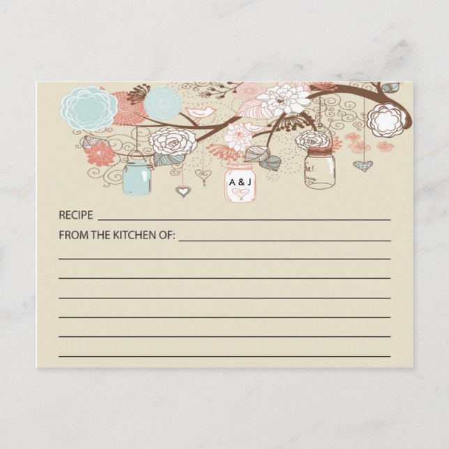 Cartes de recettes de pot Mason rustique (Devant)