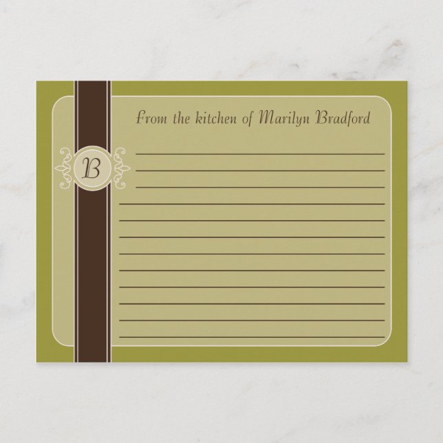 Cartes de recettes de récolte classique Avocado (Devant)