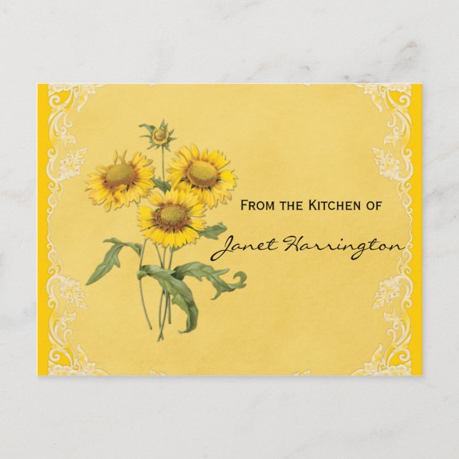 Cartes de recettes de tournesol jaune (Devant)