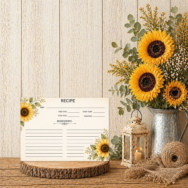 Cartes de recettes de tournesols rustiques | (Créateur téléchargé)