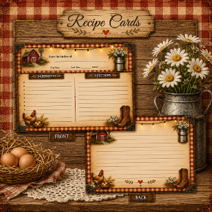 Cartes de recettes d'œufs de poulet de ferme rusti