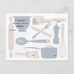 Cartes de recettes d'ustensiles de cuisine, bleu r
