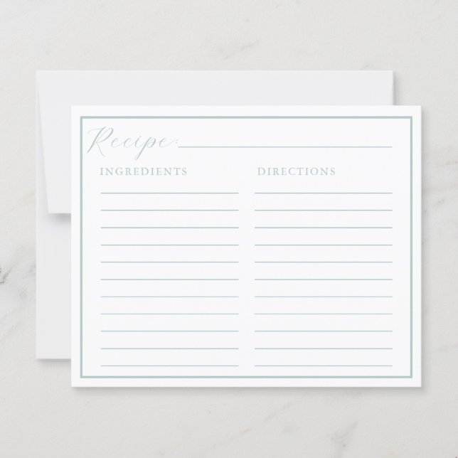 Cartes de recettes élégantes classiques (Devant)