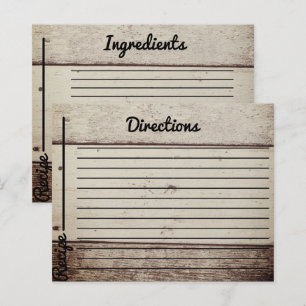 Cartes de recettes en bois rustique
