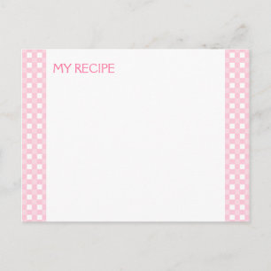 Cartes de recettes En vichy rose