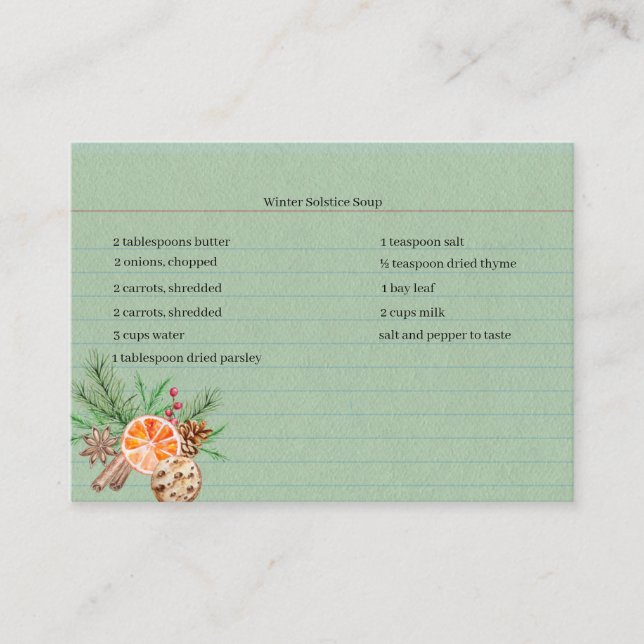 Cartes de recettes en vrac pour sorcière Yule Kitc (Devant)
