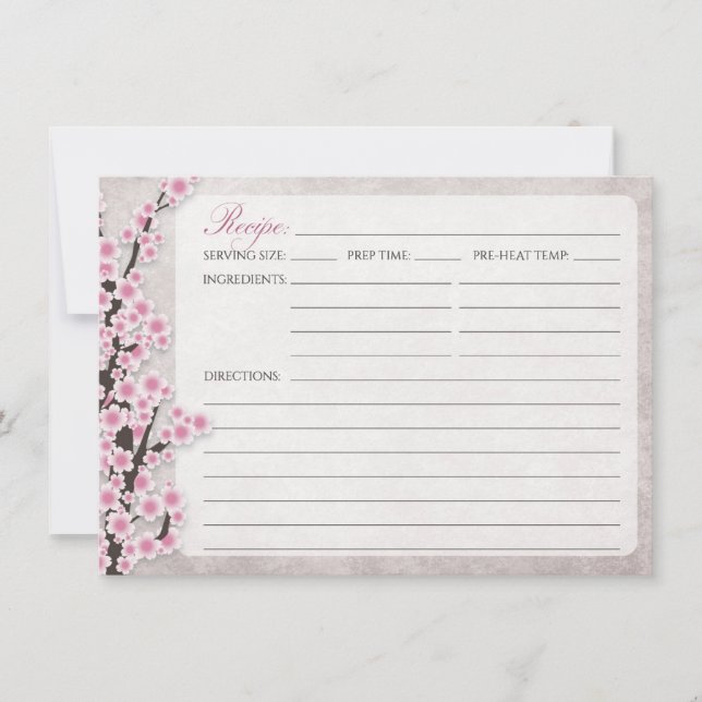 Cartes de recettes Fleur de cerisier rose rustique (Devant)