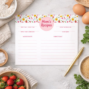 Cartes de recettes florales personnalisées des rec