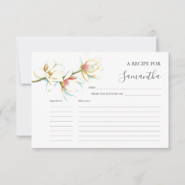 Cartes de recettes imprimables Fleurs aquarelles (Devant)