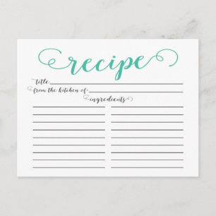 Cartes de recettes Jade Script Fête des mariées mo