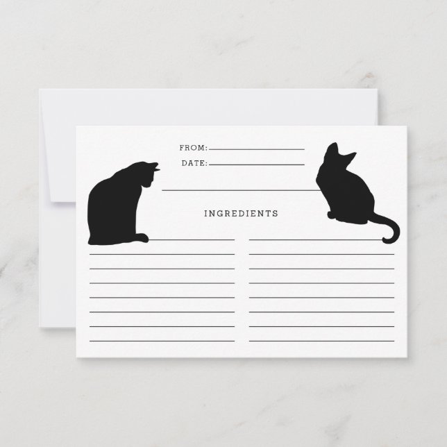 Cartes de recettes noir et blanc pour chats (Devant)