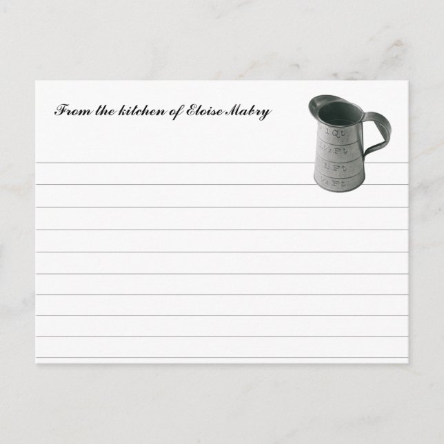 Cartes de recettes personnalisées de la Coupe de m (Devant)