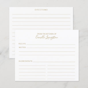 Cartes de recettes personnalisées minimalistes bla