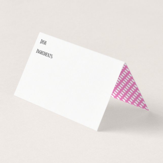 Cartes de recettes Potluck Pois rose et blanc (Devant)