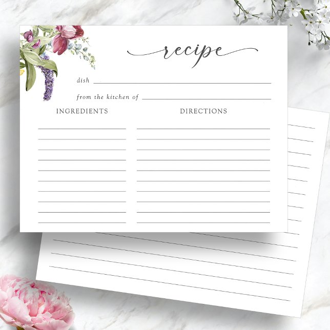 Cartes de recettes pour une douche de mariée flora (Elegant Floral Jewel Tone Bridal Shower Recipe Cards by Painted Paperie
)