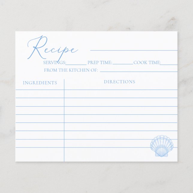 Cartes de recettes pour une fête prénuptiale côtiè (Devant)