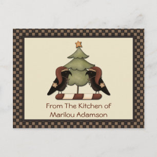Cartes de recettes Primitive Christmas Crows Crows