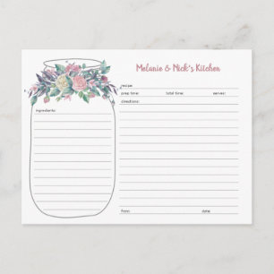 Cartes de recettes Rose Dusty Floral Mason Jar