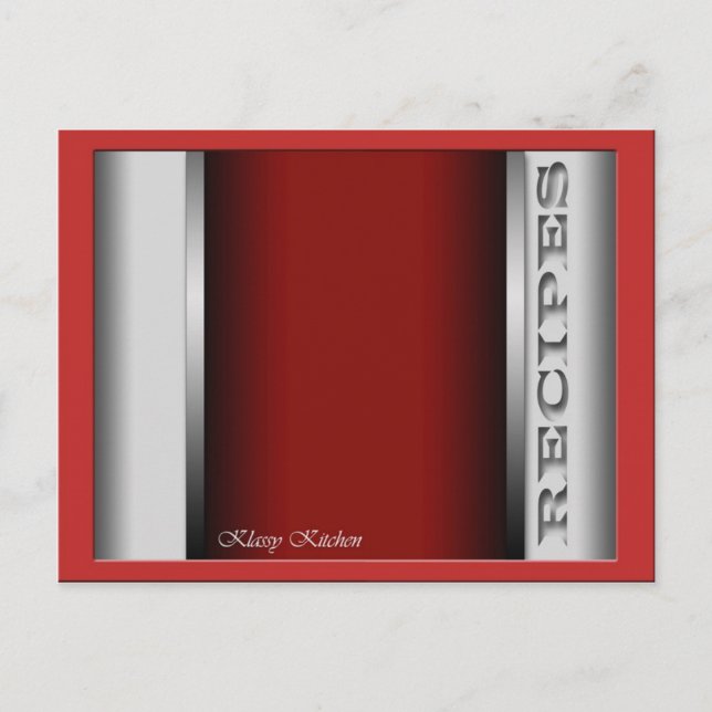 Cartes de recettes rouges sophistiquées (Devant)
