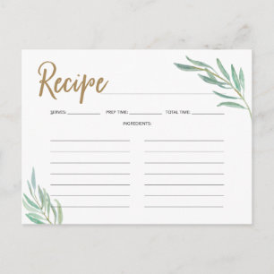 Cartes de recettes - Rustic Greenery Fête des mari